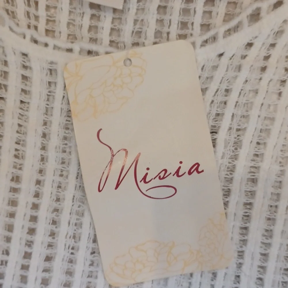 NWT Misia Creamy White Cotton Crochet Knit Unique Cover-Up - Picture 5 of 9